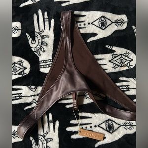SKIMS LEATHER CHOCOLATE BROWN Thong NEVER WORN!!!